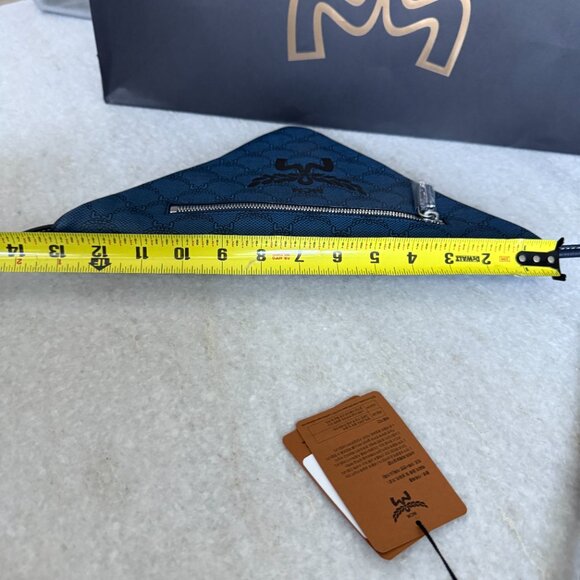 MCM Blue Canvas and leather Triangle Shoulder Bag - Picture 13 of 14